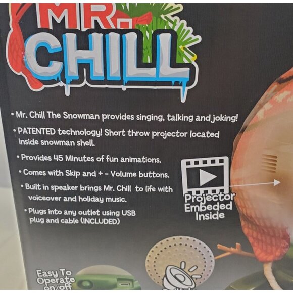 Mr Chill Talking Snowman Animated 3D Santa Christmas Projector Speaker Smiles - Picture 4 of 5